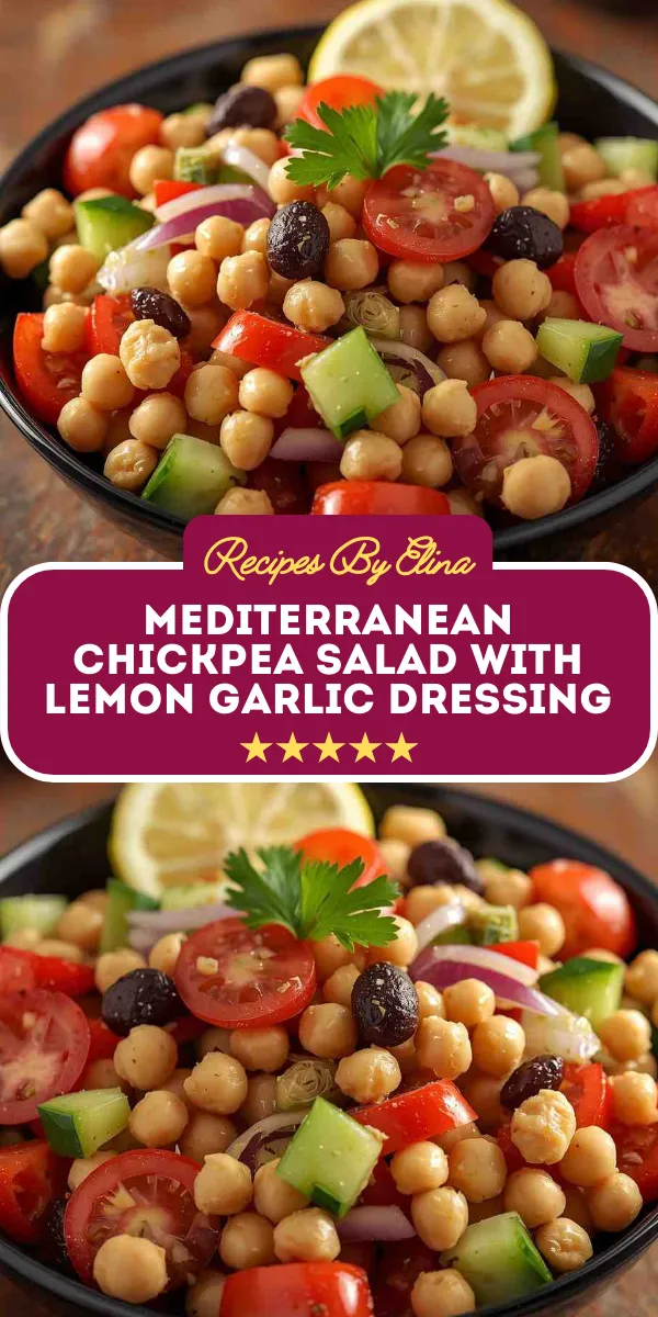 Mediterranean Chickpea Salad with Lemon Garlic Dressing