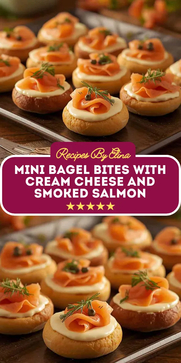 Mini Bagel Bites with Cream Cheese and Smoked Salmon