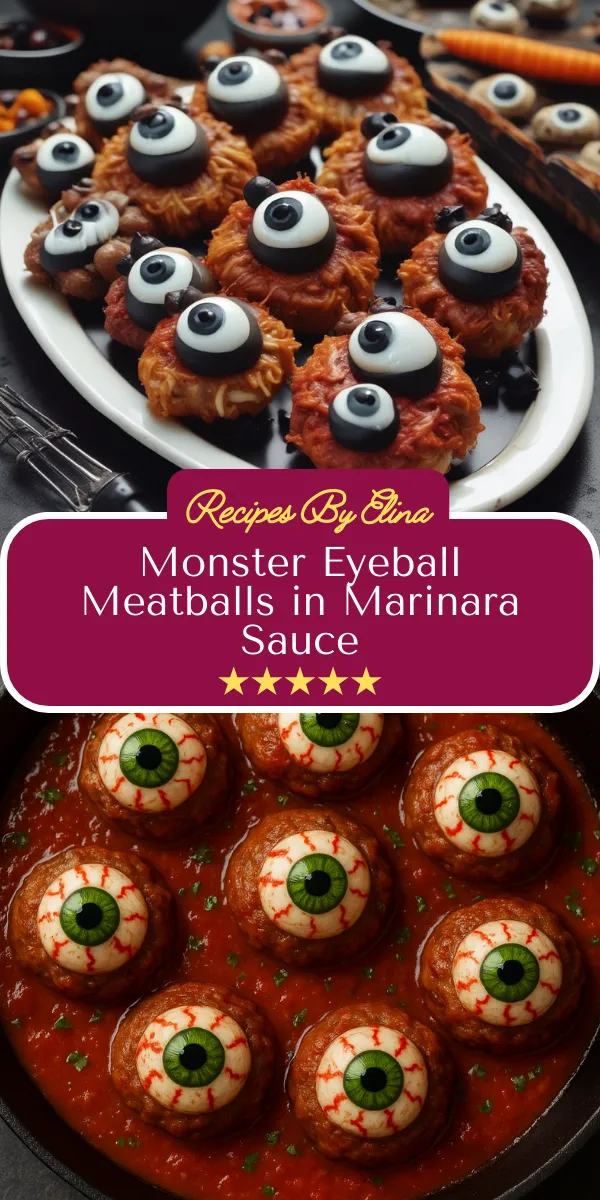 Monster Eyeball Meatballs in Marinara Sauce