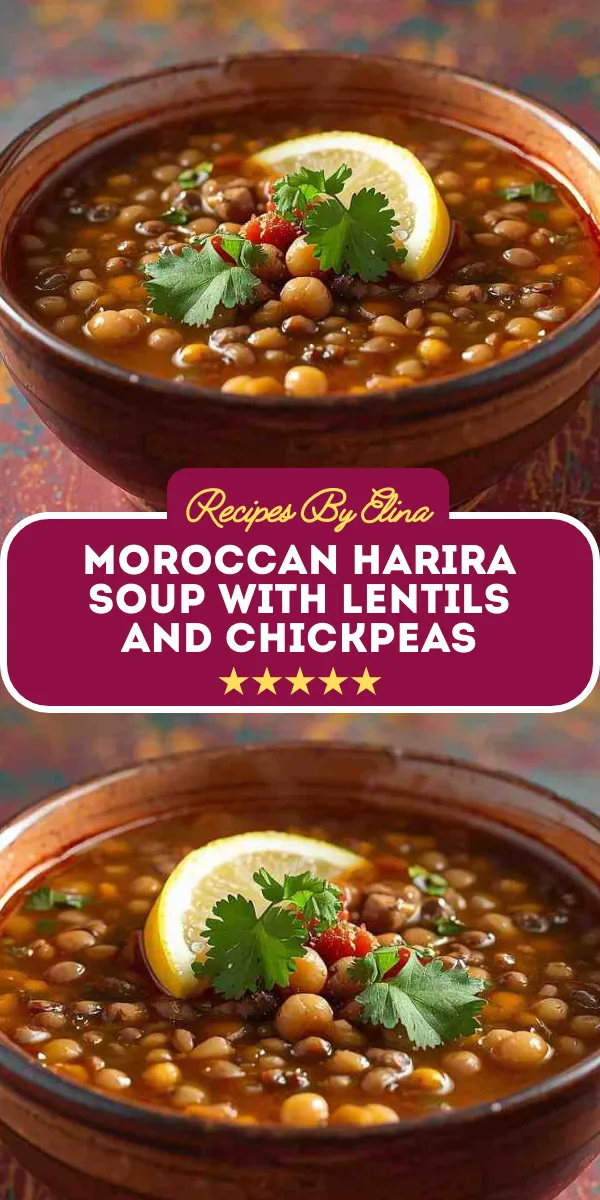 Moroccan Harira Soup with Lentils and Chickpeas