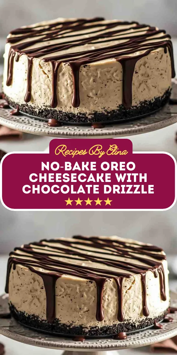 No-Bake Oreo Cheesecake with Chocolate Drizzle