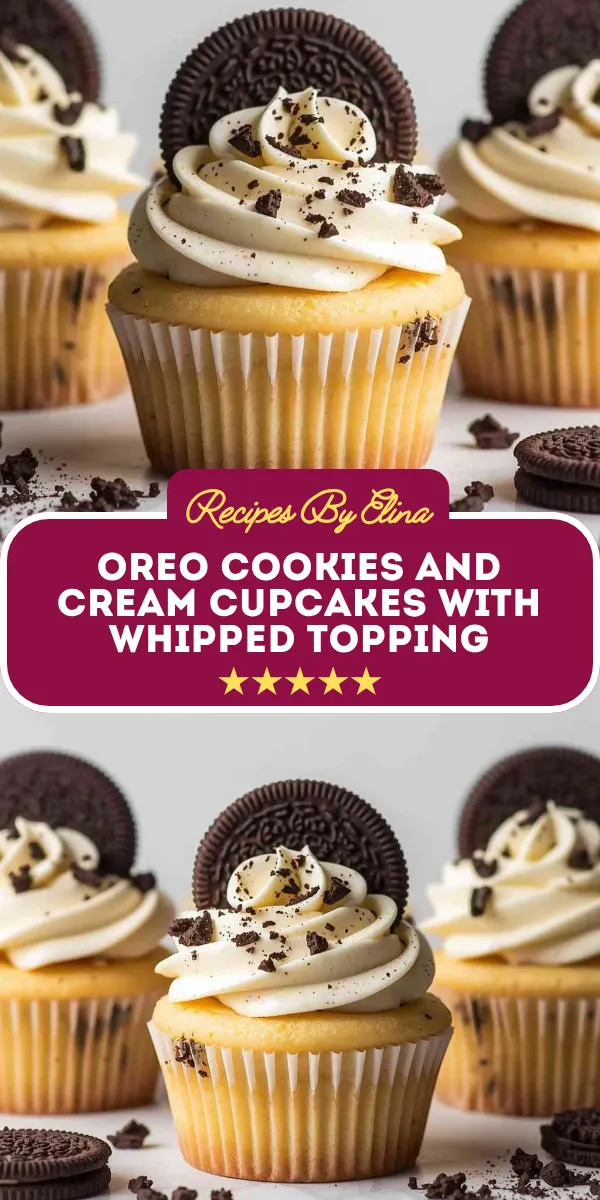 Oreo Cookies and Cream Cupcakes with Whipped Topping