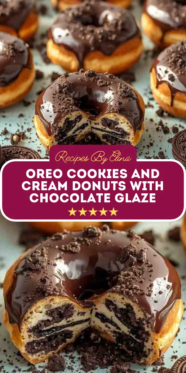 Oreo Cookies and Cream Donuts with Chocolate Glaze