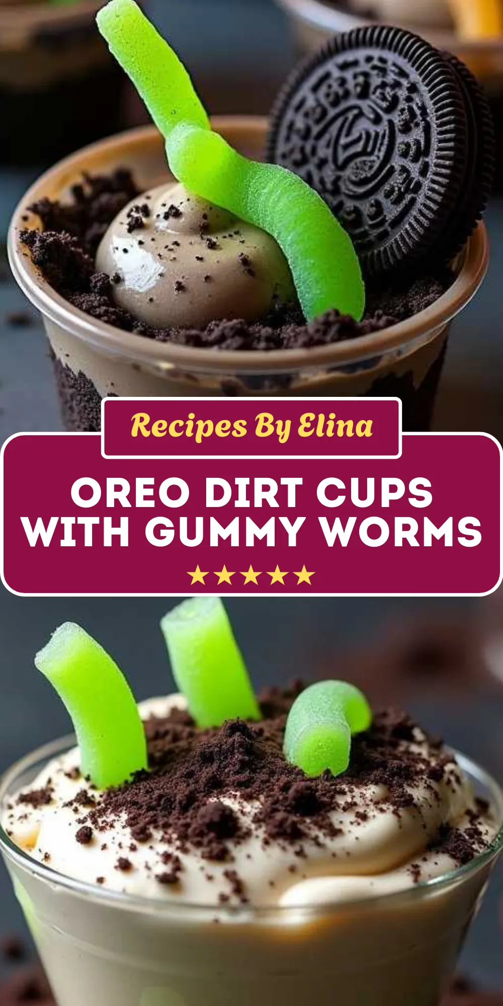 Oreo Dirt Cups with Gummy Worms