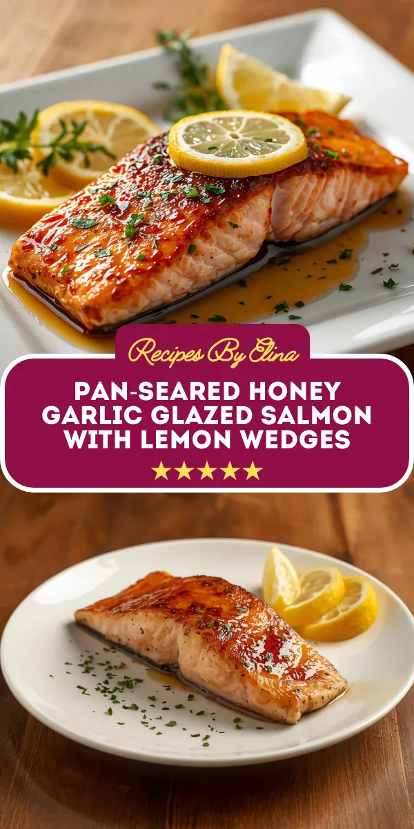 Pan-Seared Honey Garlic Glazed Salmon with Lemon Wedges