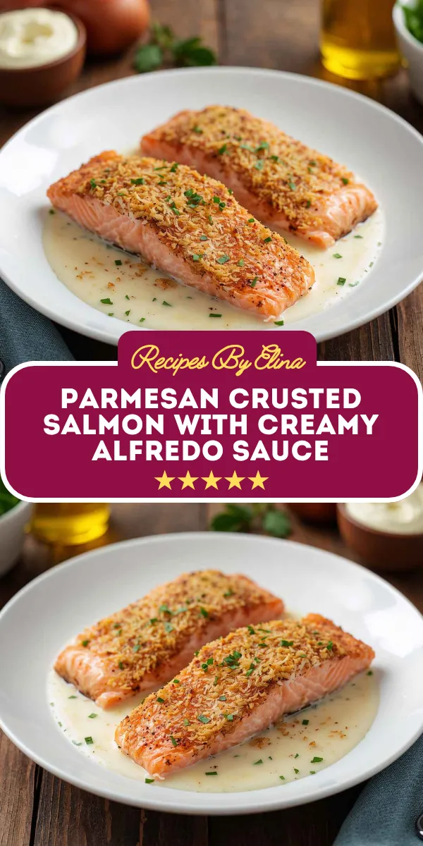 Parmesan Crusted Salmon with Creamy Alfredo Sauce