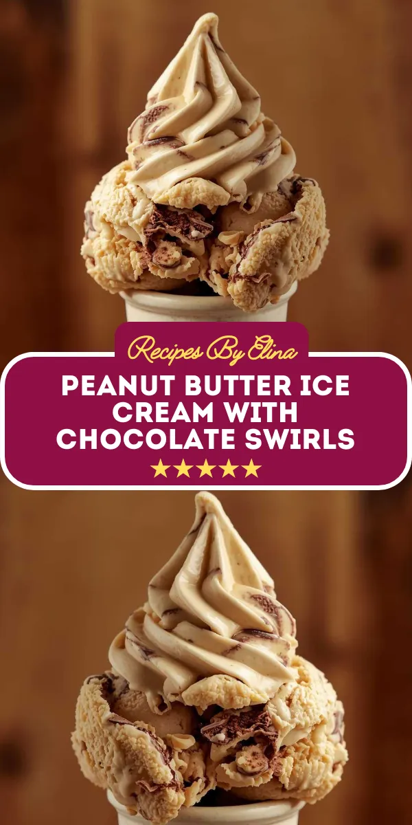 Peanut Butter Ice Cream with Chocolate Swirls