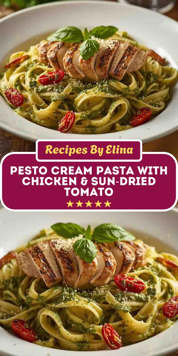 Pesto Cream Pasta with Chicken & Sun-Dried Tomato
