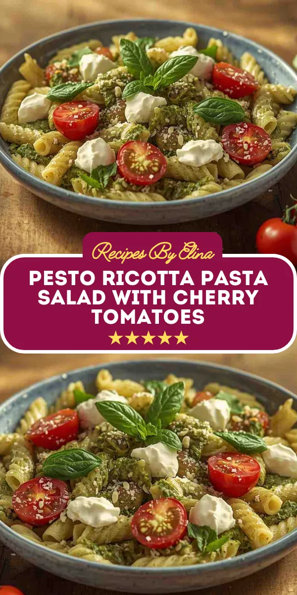 Pesto Ricotta Pasta Salad with Cherry Tomatoes
