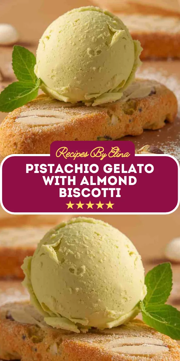 Pistachio Gelato with Almond Biscotti