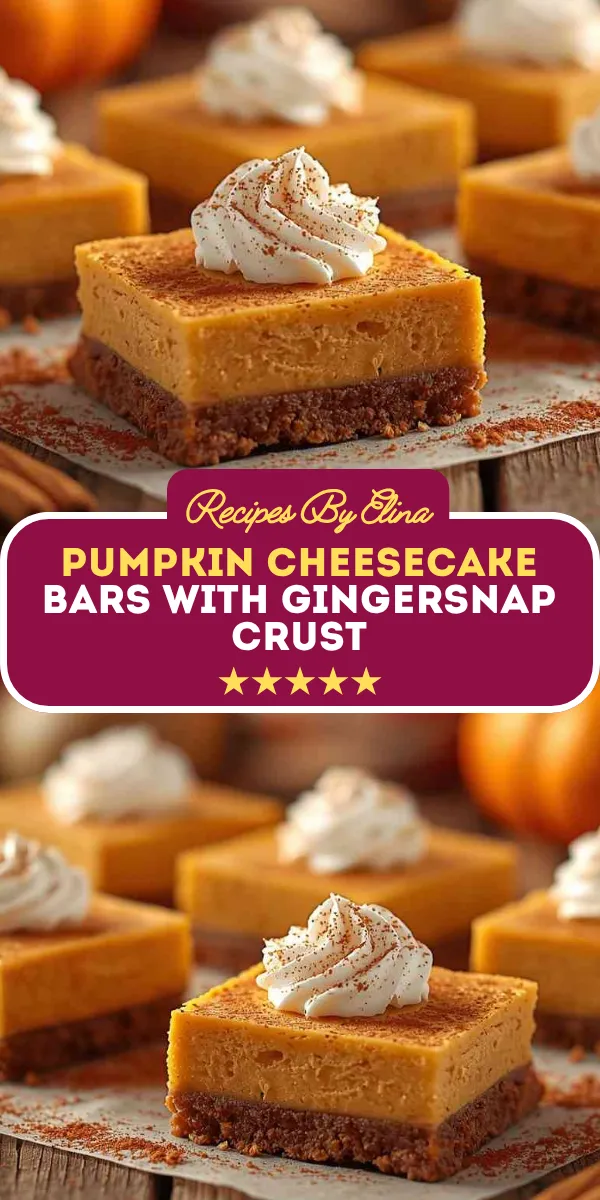 Pumpkin Cheesecake Bars with Gingersnap Crust