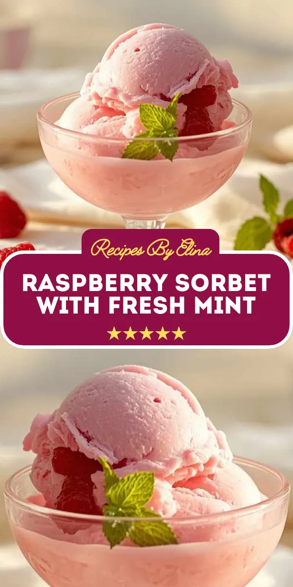 Raspberry Sorbet with Fresh Mint