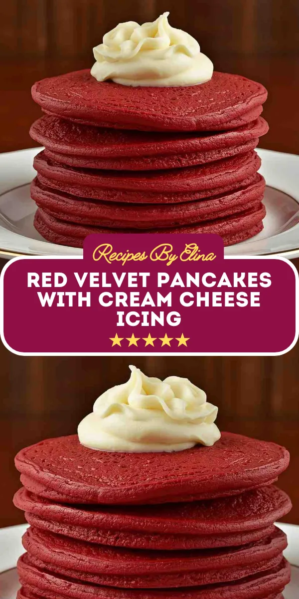 Red Velvet Pancakes with Cream Cheese Icing