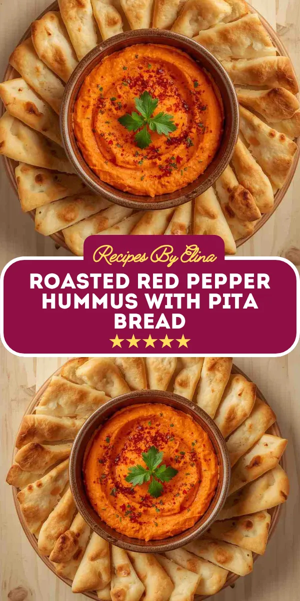 Roasted Red Pepper Hummus with Pita Bread