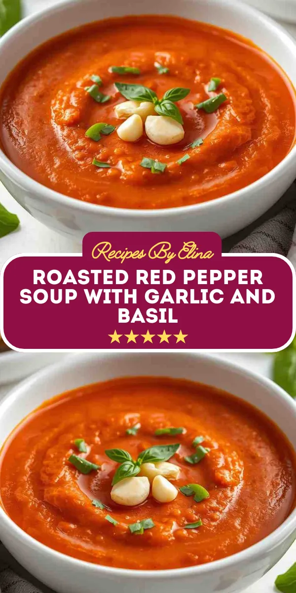 Roasted Red Pepper Soup with Garlic and Basil