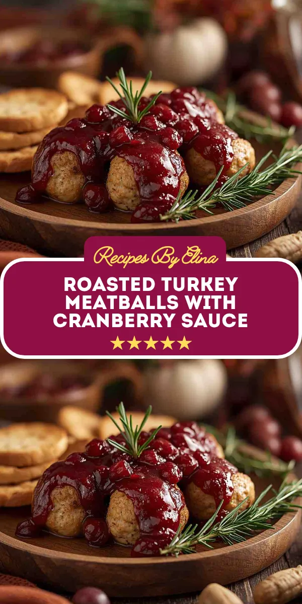 Roasted Turkey Meatballs with Cranberry Sauce