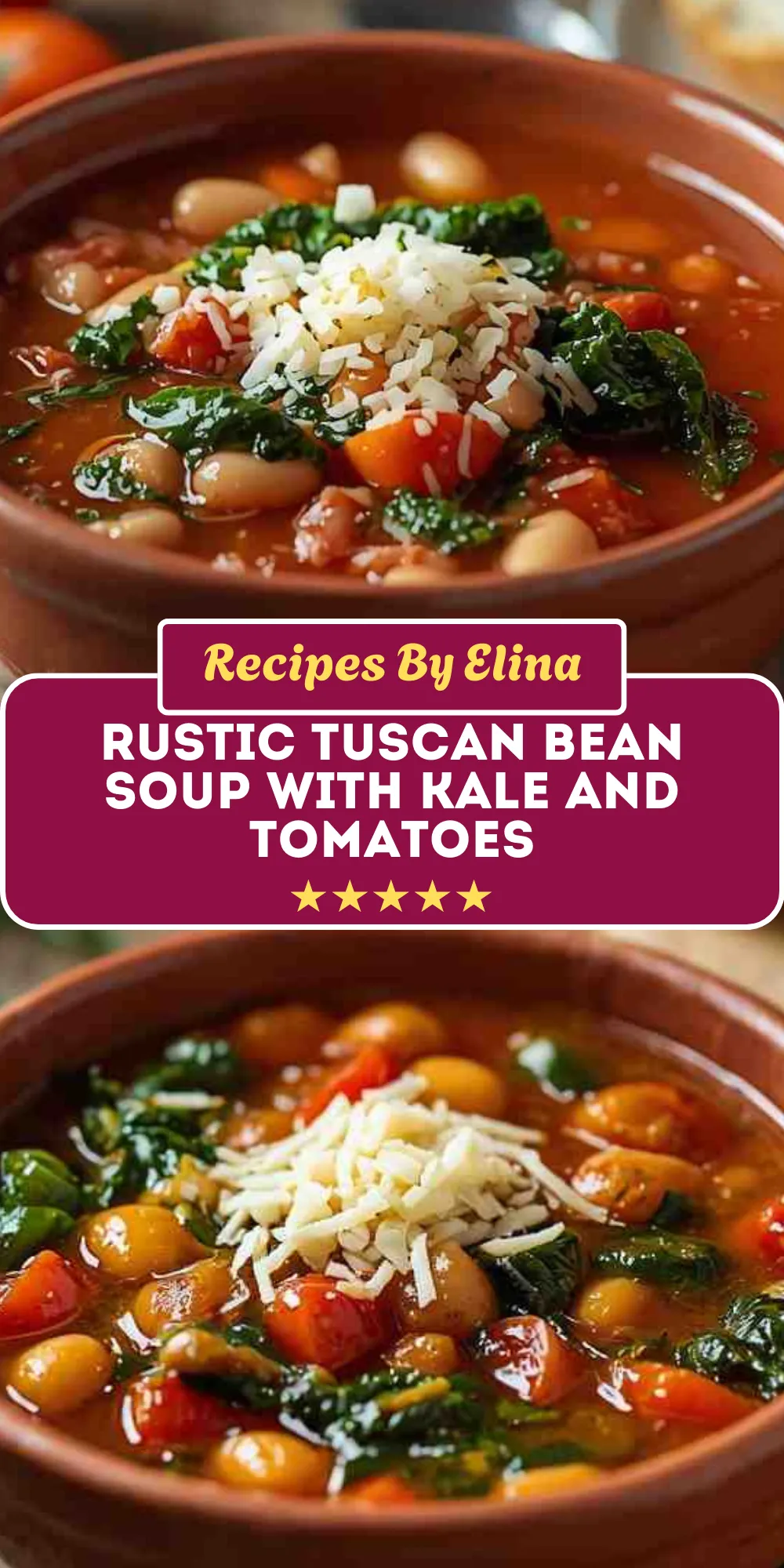 Rustic Tuscan Bean Soup with Kale and Tomatoes