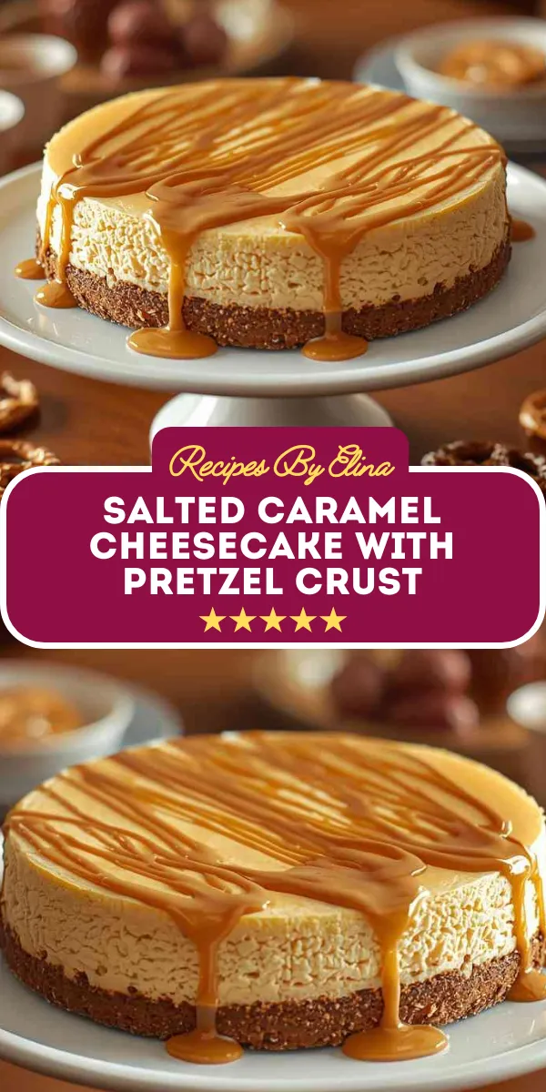 Salted Caramel Cheesecake with Pretzel Crust