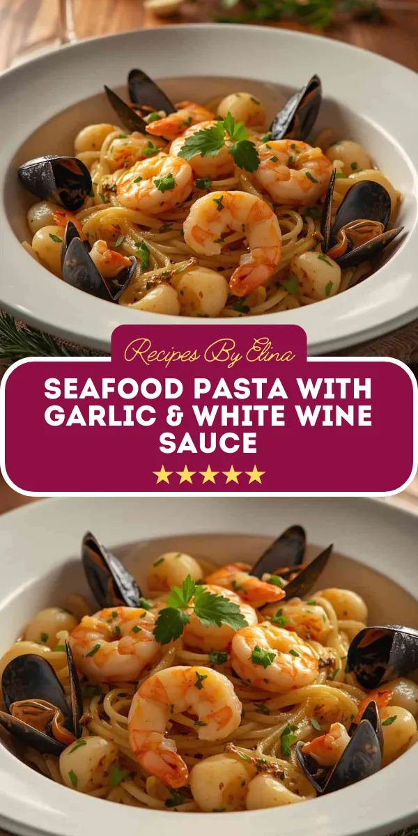Seafood Pasta with Garlic & White Wine Sauce
