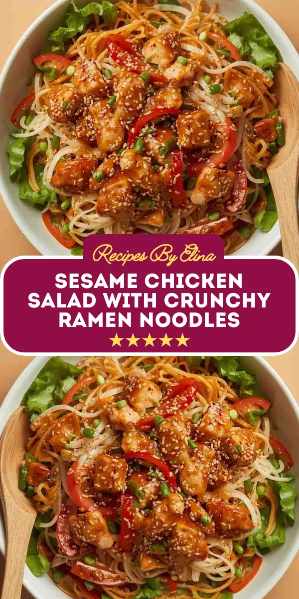 Sesame Chicken Salad with Crunchy Ramen Noodles