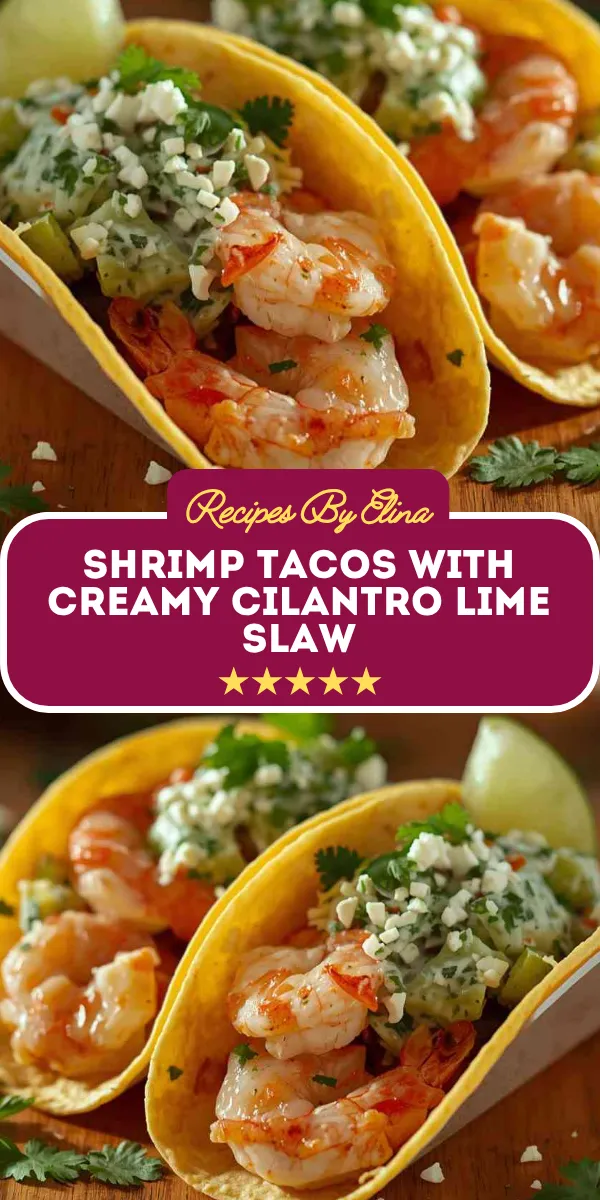 Shrimp Tacos with Creamy Cilantro Lime Slaw