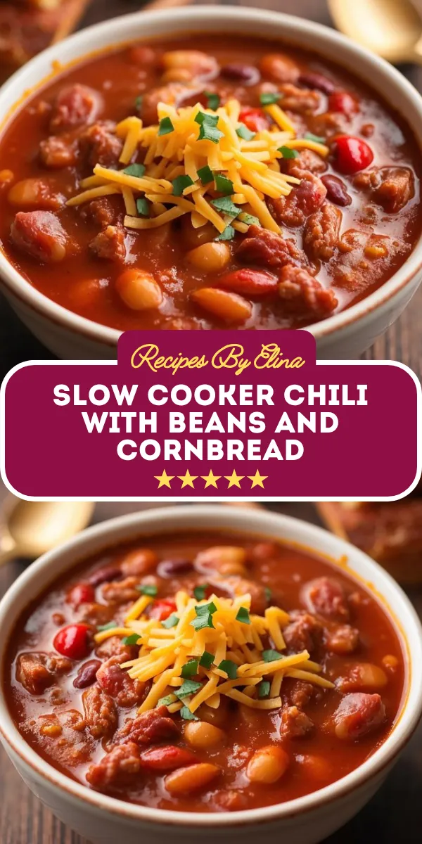 Slow Cooker Chili with Beans and Cornbread