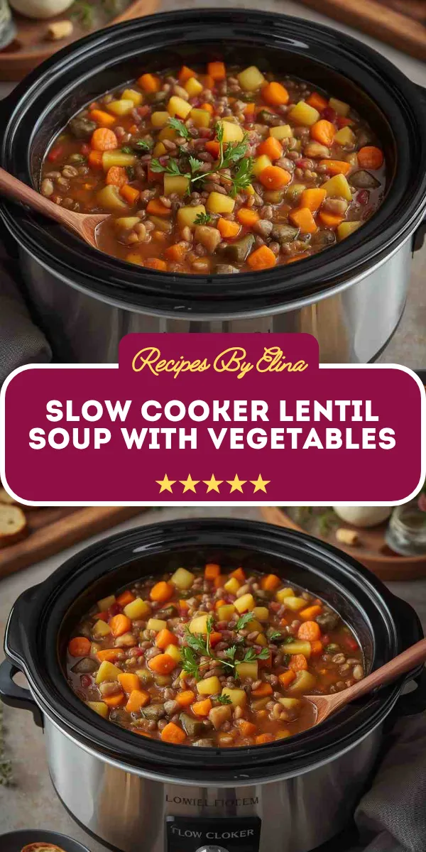Slow Cooker Lentil Soup with Vegetables