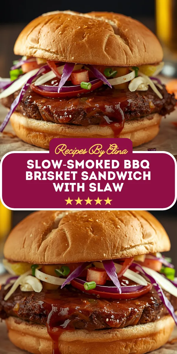 Slow-Smoked BBQ Brisket Sandwich with Slaw