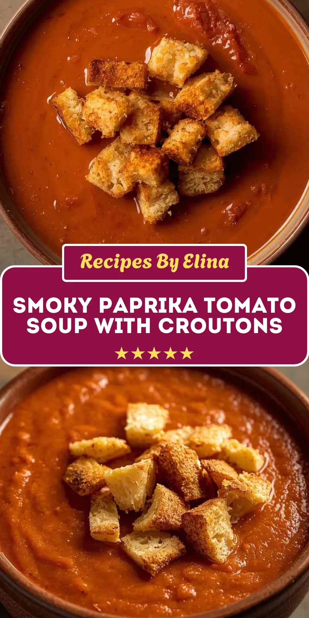 Smoky Paprika Tomato Soup with Croutons