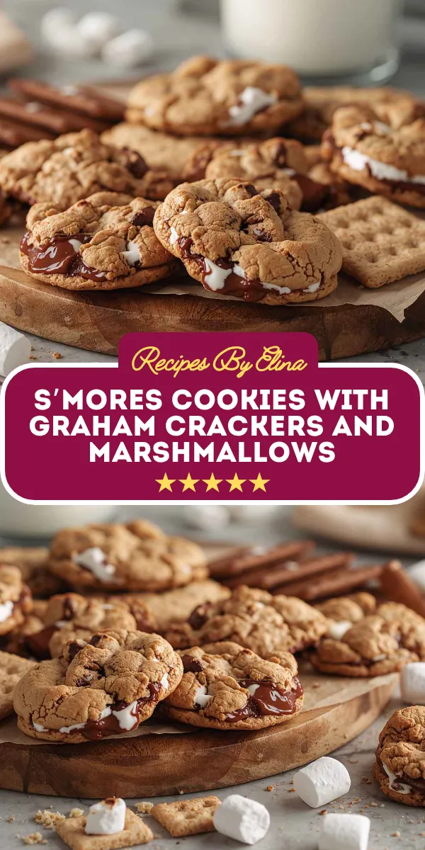 S’mores Cookies with Graham Crackers and Marshmallows