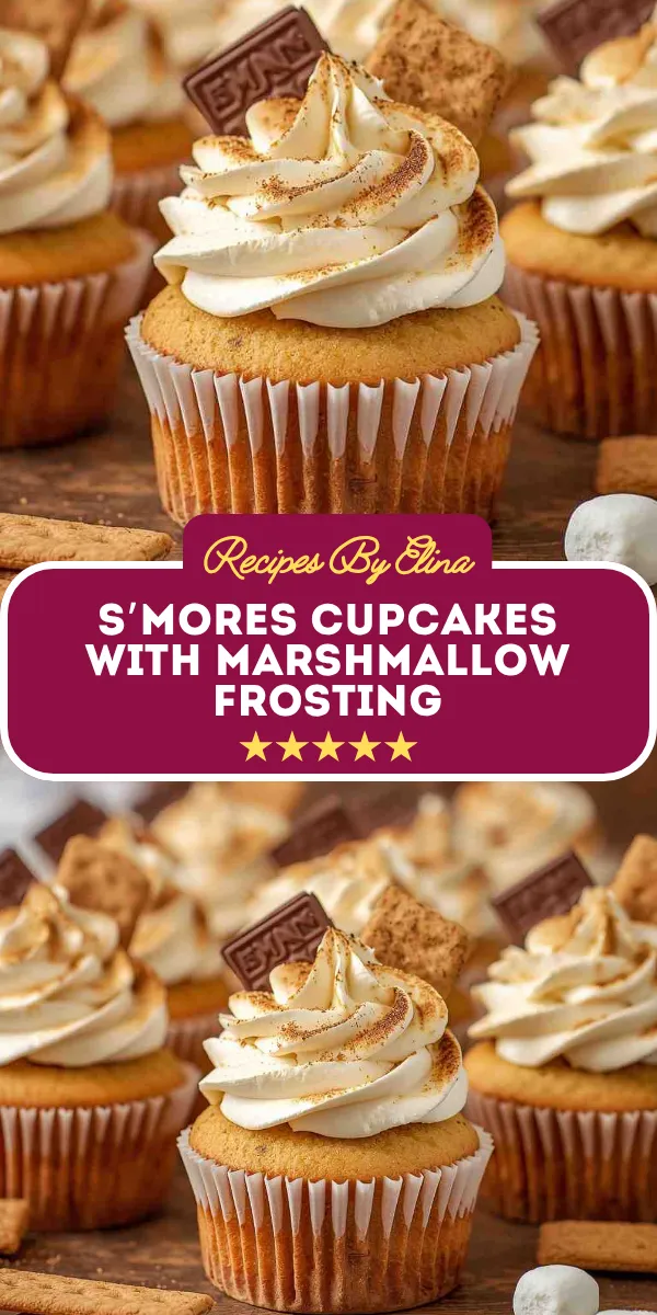 S’mores Cupcakes with Marshmallow Frosting