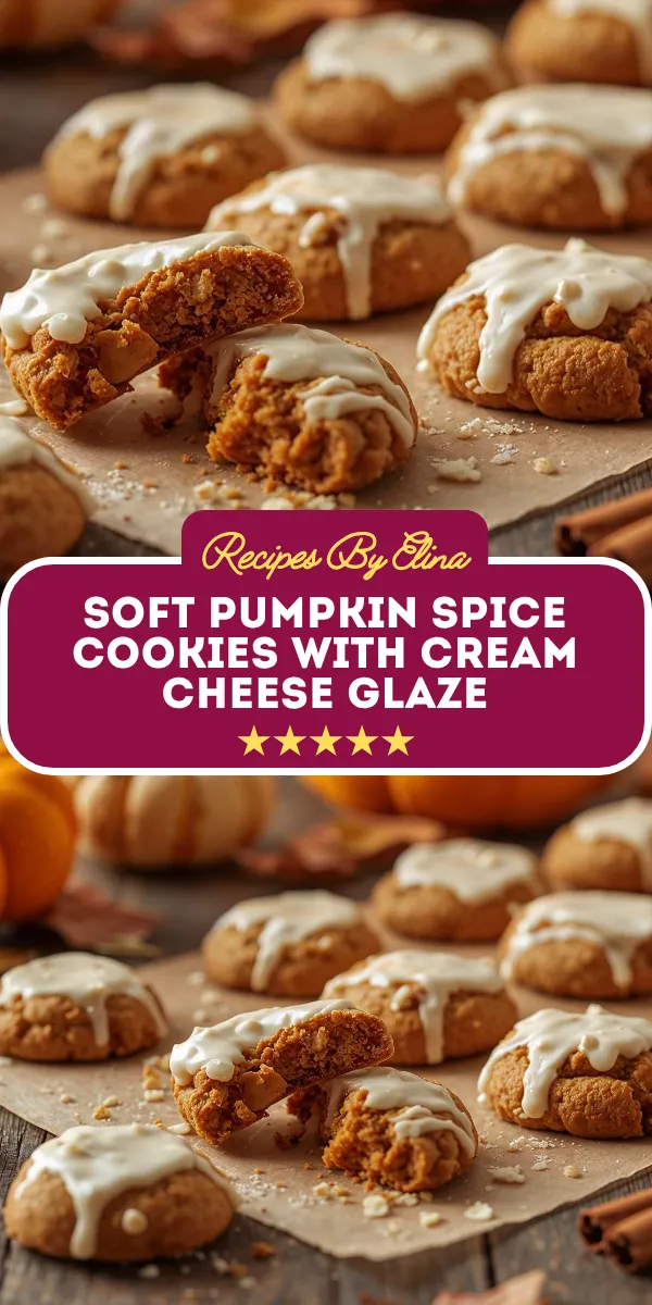 Soft Pumpkin Spice Cookies with Cream Cheese Glaze