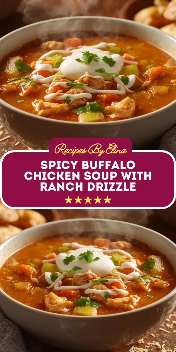 Spicy Buffalo Chicken Soup with Ranch Drizzle