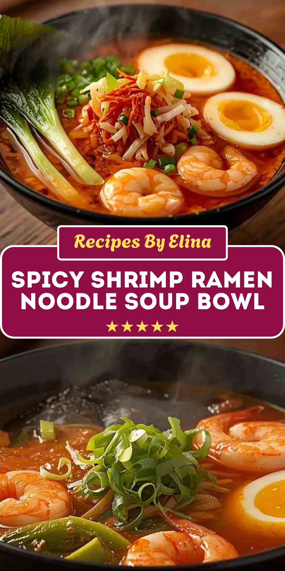 Spicy Shrimp Ramen Noodle Soup Bowl