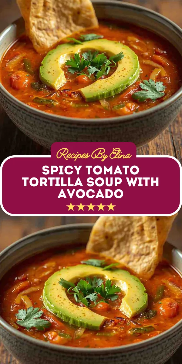 Spicy Tomato Tortilla Soup with Avocado