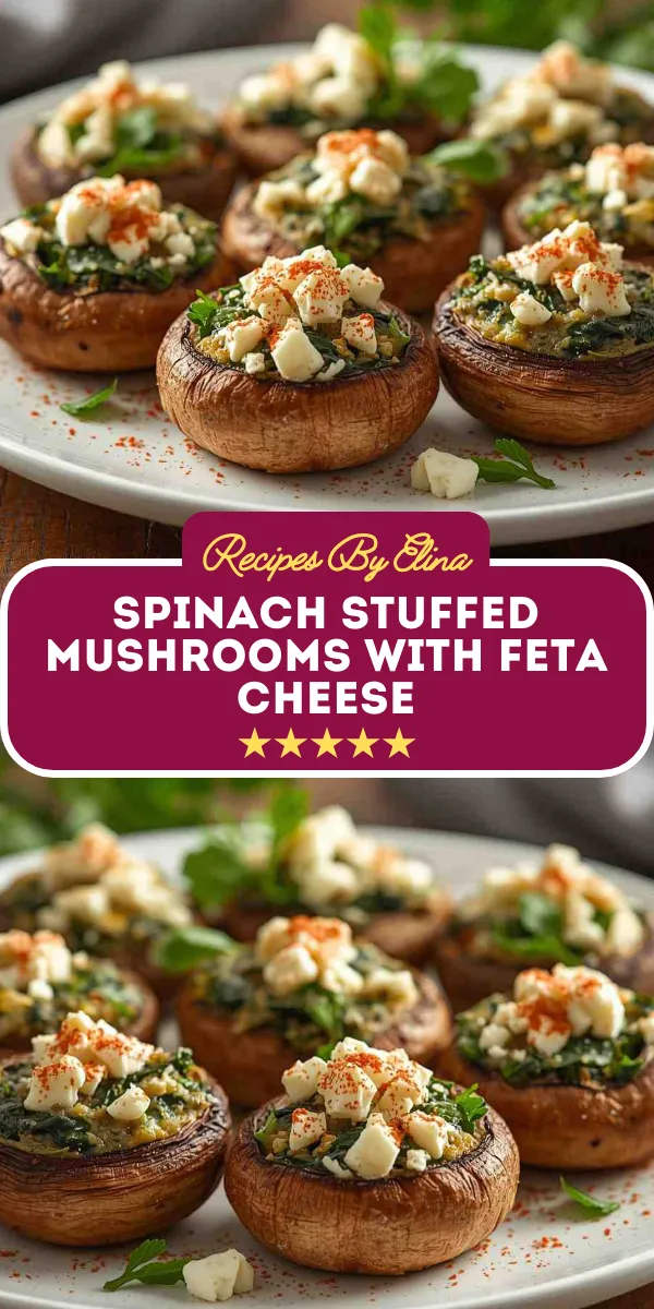 Spinach Stuffed Mushrooms with Feta Cheese