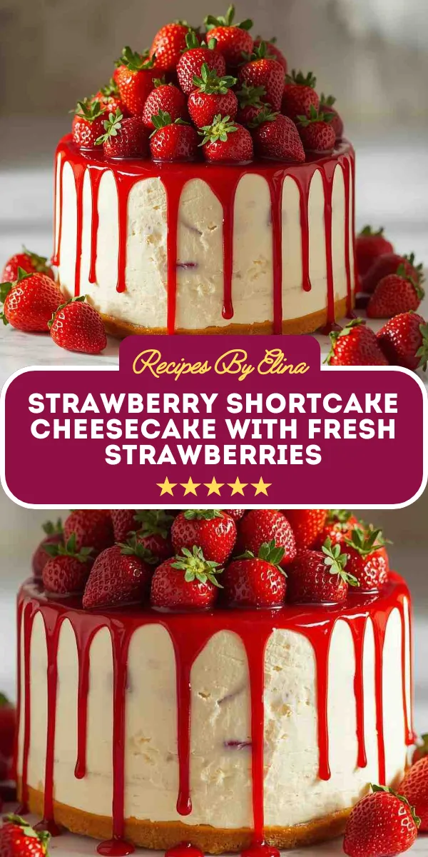 Strawberry Shortcake Cheesecake with Fresh Strawberries