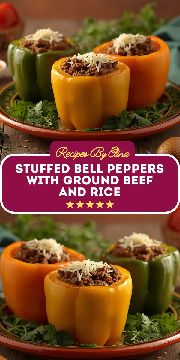 Stuffed Bell Peppers with Ground Beef and Rice