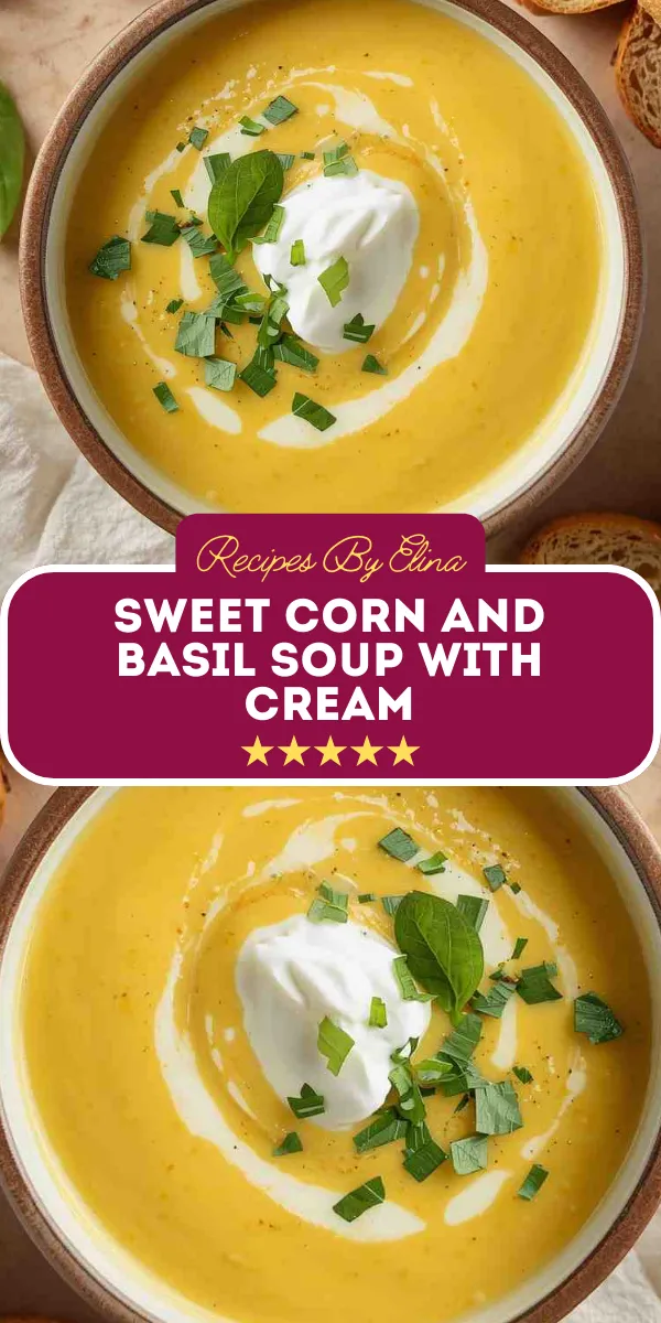 Sweet Corn and Basil Soup with Cream