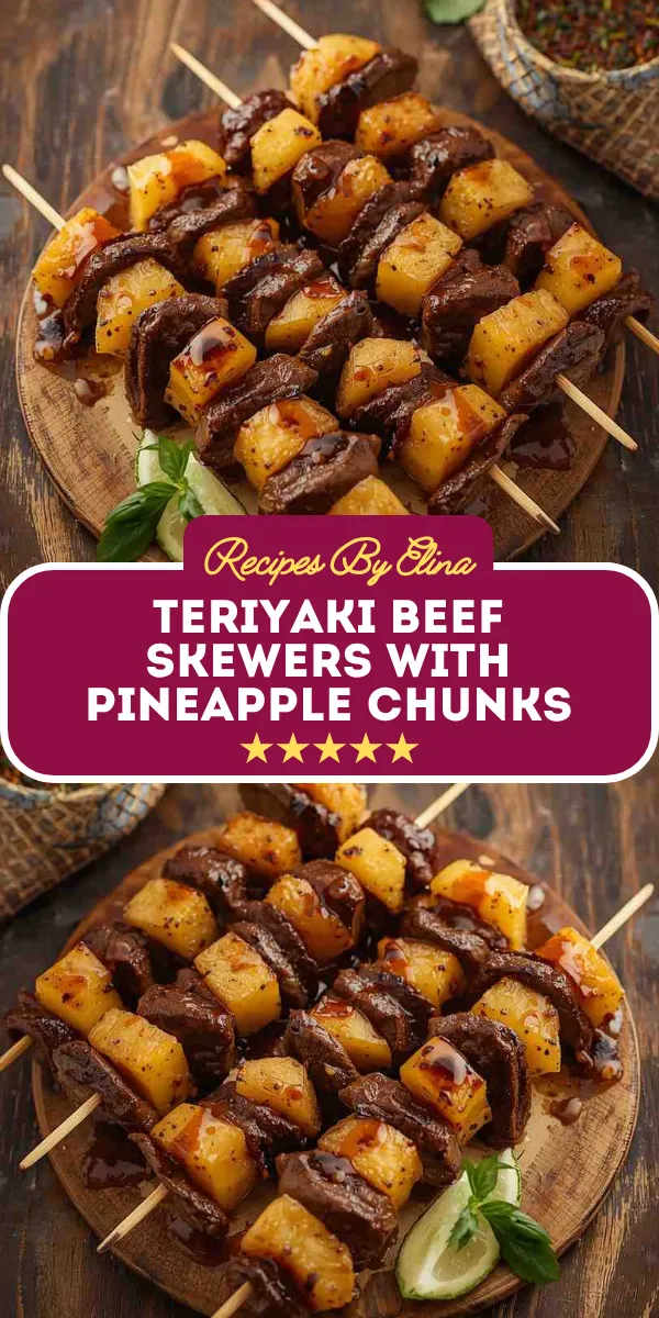 Teriyaki Beef Skewers with Pineapple Chunks
