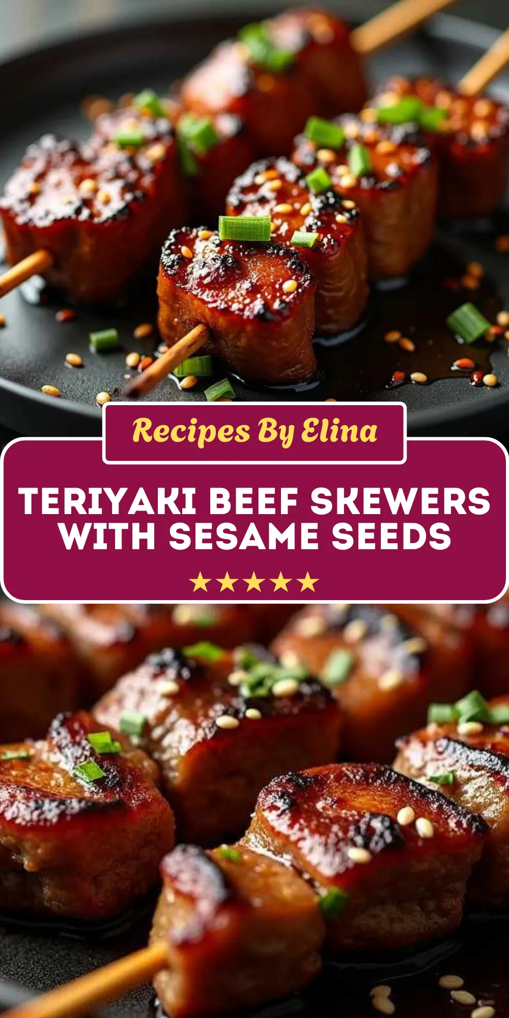 Teriyaki Beef Skewers with Sesame Seeds