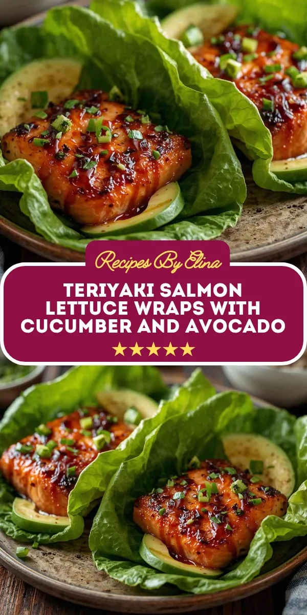 Teriyaki Salmon Lettuce Wraps with Cucumber and Avocado