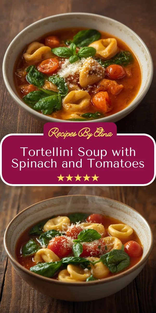 Tortellini Soup with Spinach and Tomatoes