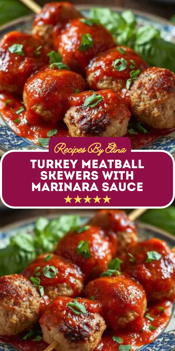 Turkey Meatball Skewers with Marinara Sauce