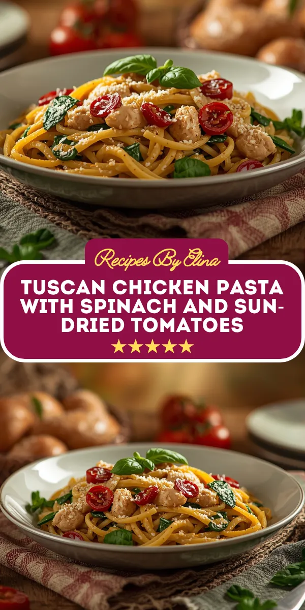 Tuscan Chicken Pasta with Spinach and Sun-Dried Tomatoes