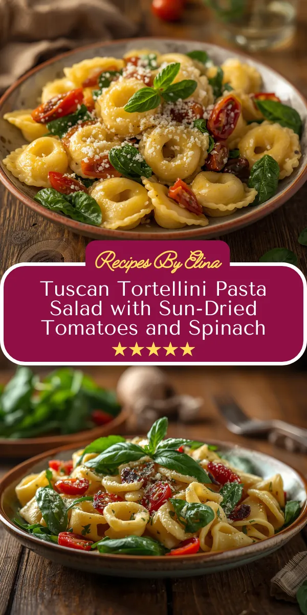 Tuscan Tortellini Pasta Salad with Sun-Dried Tomatoes and Spinach