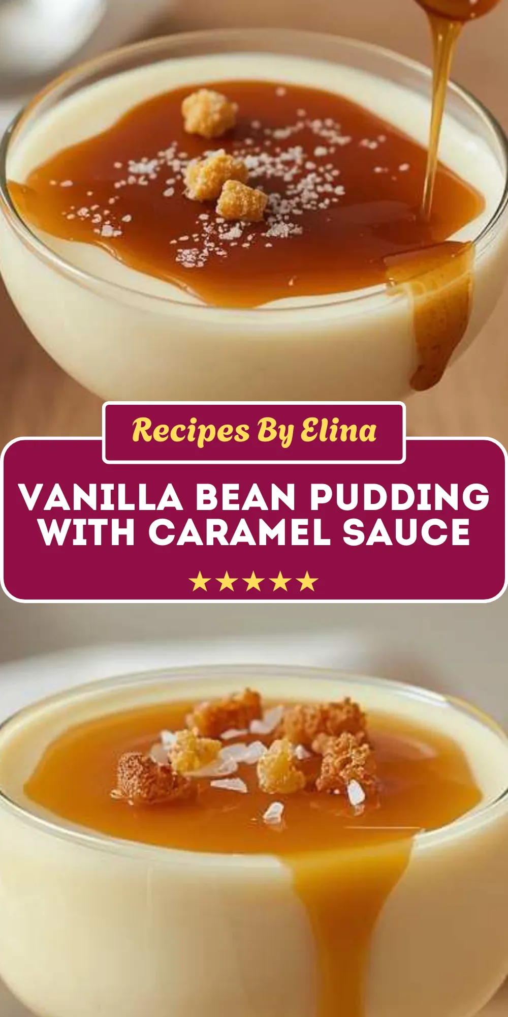 Vanilla Bean Pudding with Caramel Sauce