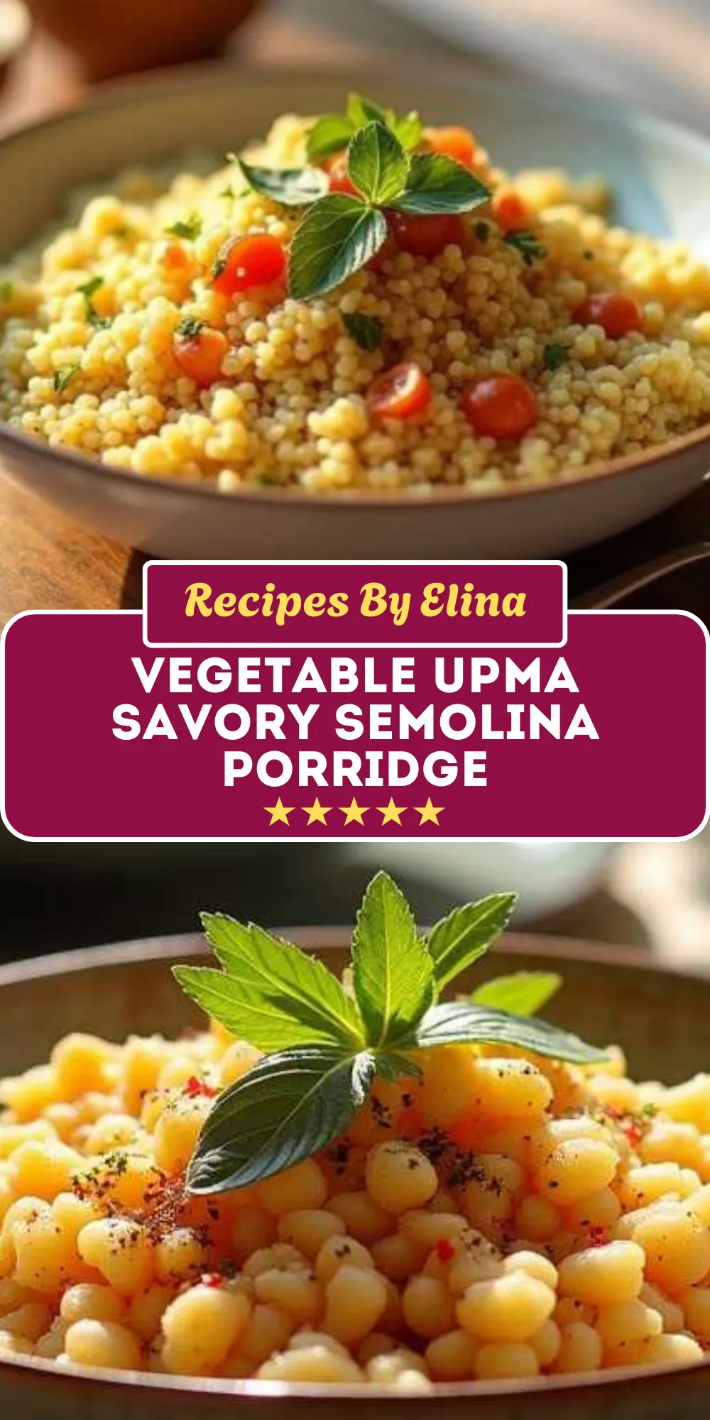 Vegetable Upma Savory Semolina Porridge