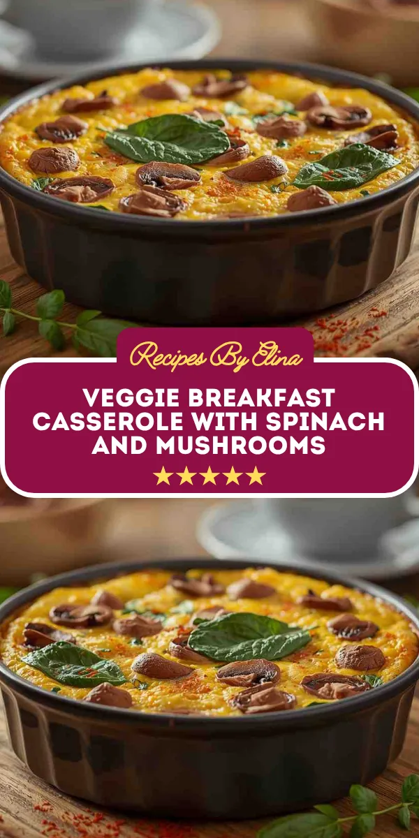 Veggie Breakfast Casserole with Spinach and Mushrooms