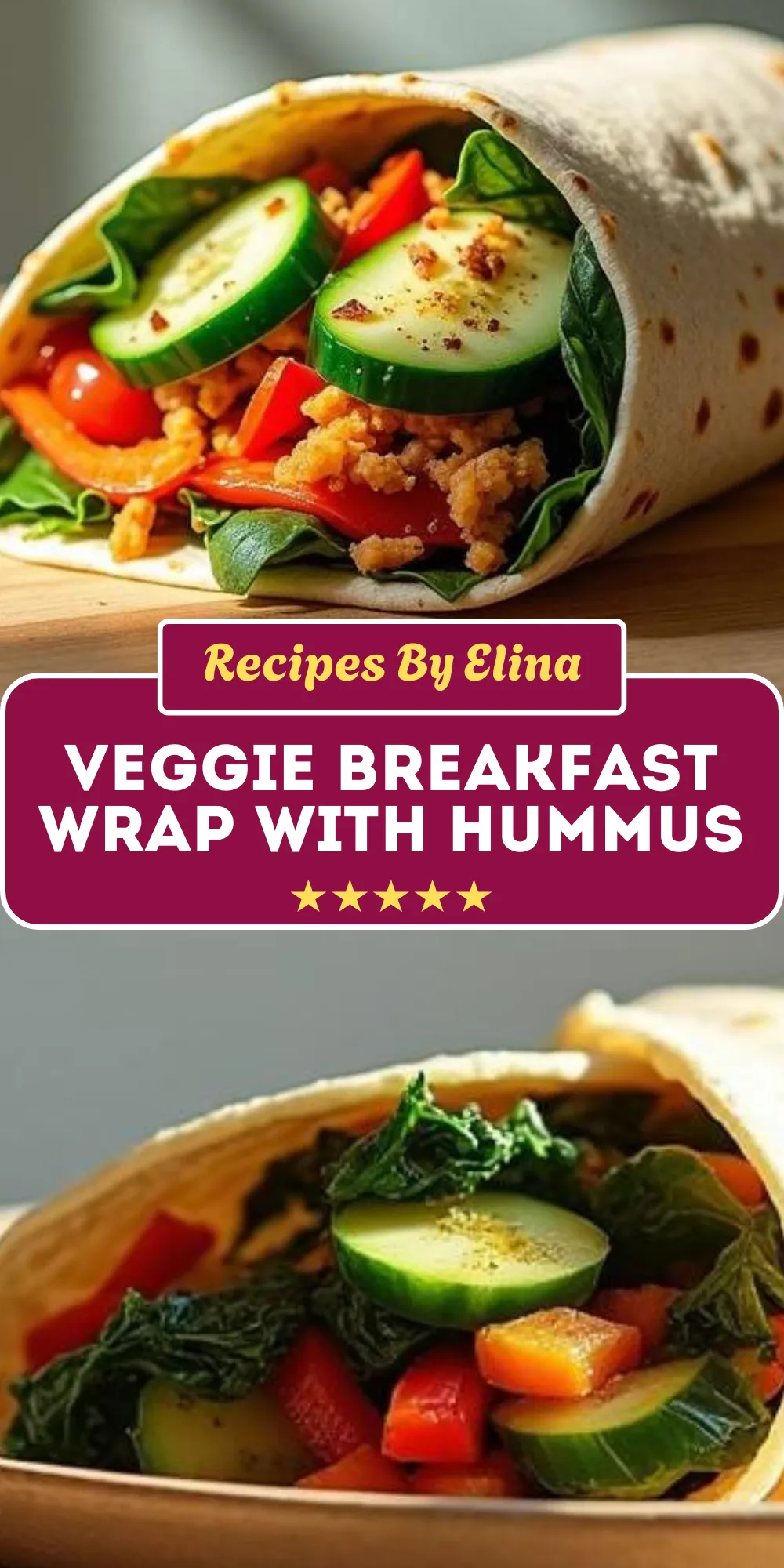 Veggie Breakfast Wrap with Hummus